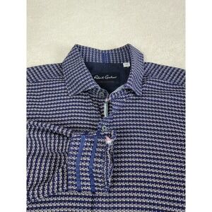 Robert Graham Shirt Mens XL Blue Geometric Tailored Fit Button Down Flip Cuff